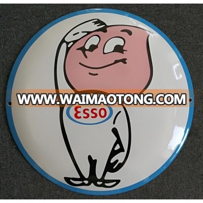 30cm round domed enamel sign board design for ESSO in stock