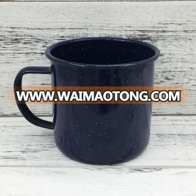 450ml Enamel Camping coffee Mug Blue color White Dots Stainless Steel Rim