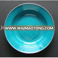 Enamel Soup Plate, Stainless Steel Rim Plate, Camping Plate