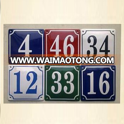 Enamel house number sign plate