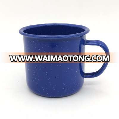 12oz 350ml Enamel Camping Mug Blue with White Dots Sparkles