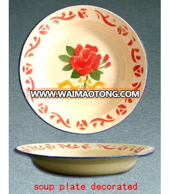 Best Selling Enamel Printed Edge Soup Plate