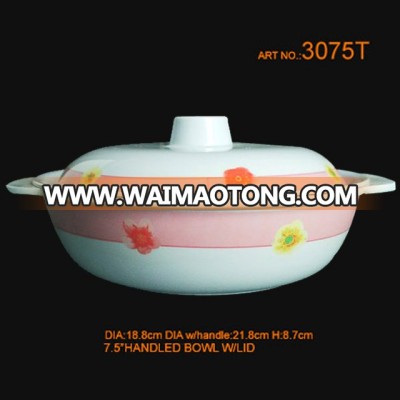 7.5 inch round with handle melamine cover bowl and lid